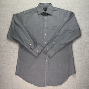 Jos A Bank Traveler Tailored Fit 15.5 33 Gray Dress Shirt Business Long Sleeve